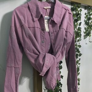 Mystree Lavender Embroidered Shirt